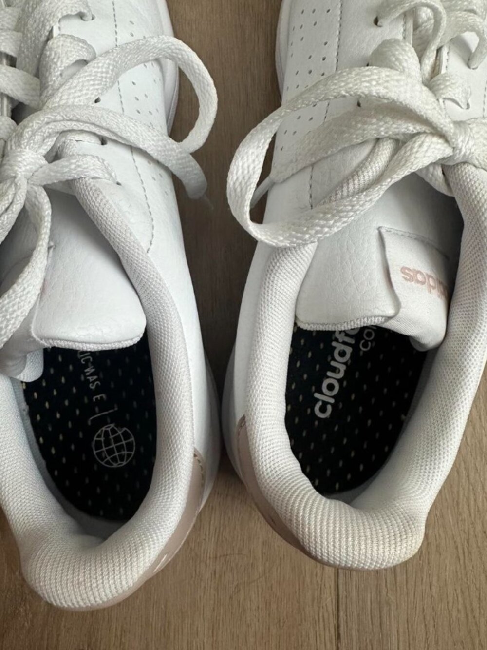 White & Taupe Adidas Advantage Sneakers - Picture 5 of 9